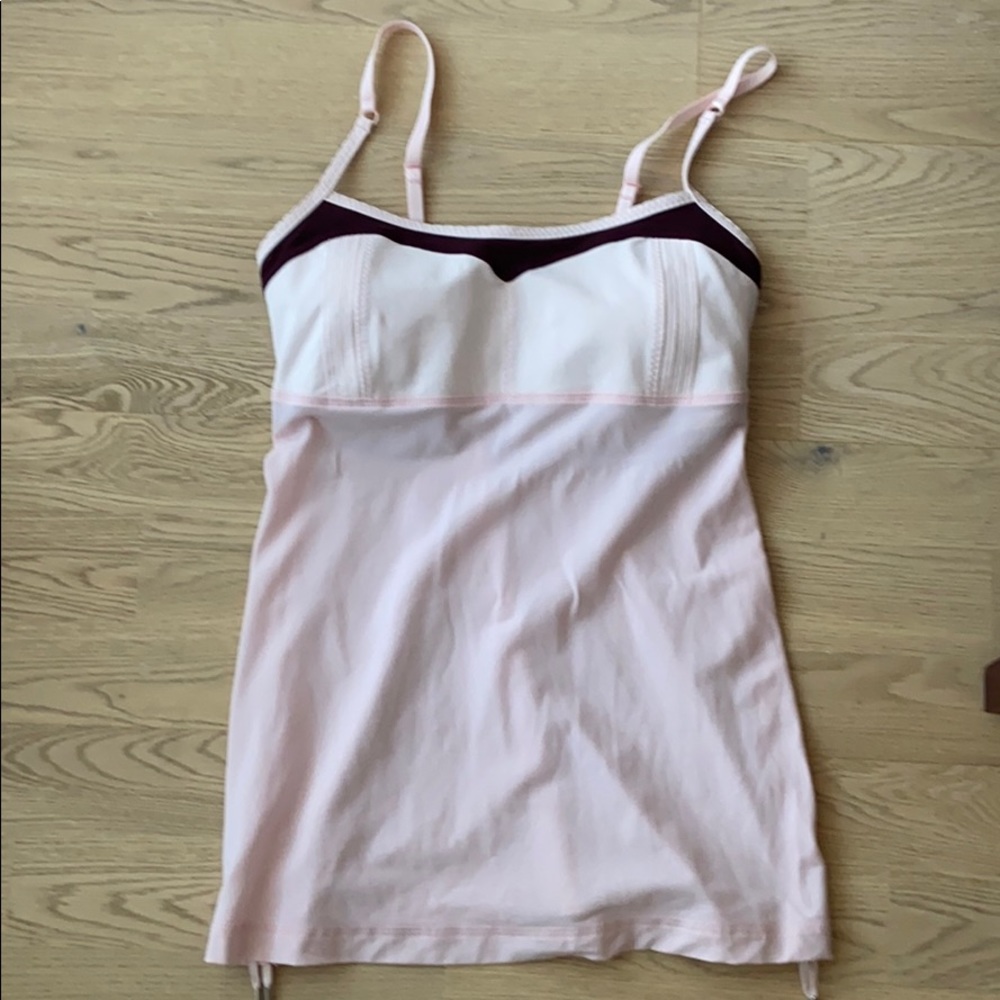 lululemon athletica Pink Tank Top with Dark Maroon Trim